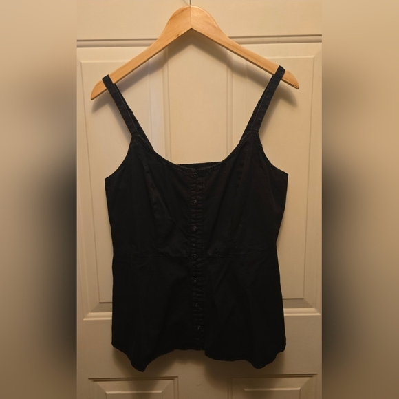 torrid Black Button-Front Peplum Denim Tank Top - Picture 3 of 10